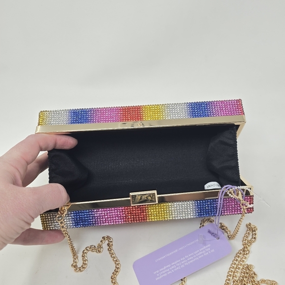 NWT Jill & Ally Multicolor Rhinestone Convertible Rainbow Clutch Purse B… - Picture 9 of 10